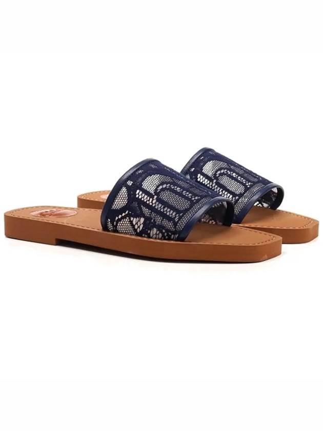 Woody Logo Lace Slippers Navy - CHLOE - BALAAN 4