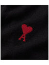 Red Heart Logo Merino Wool Cardigan Black - AMI - BALAAN 8