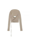 Le Haut Peplo Draped Cut-Out Cupro Long Sleeve T-shirt Beige - JACQUEMUS - BALAAN 2