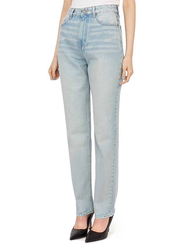 High Waist Straight Jeans Light Blue - GANNI - BALAAN 5