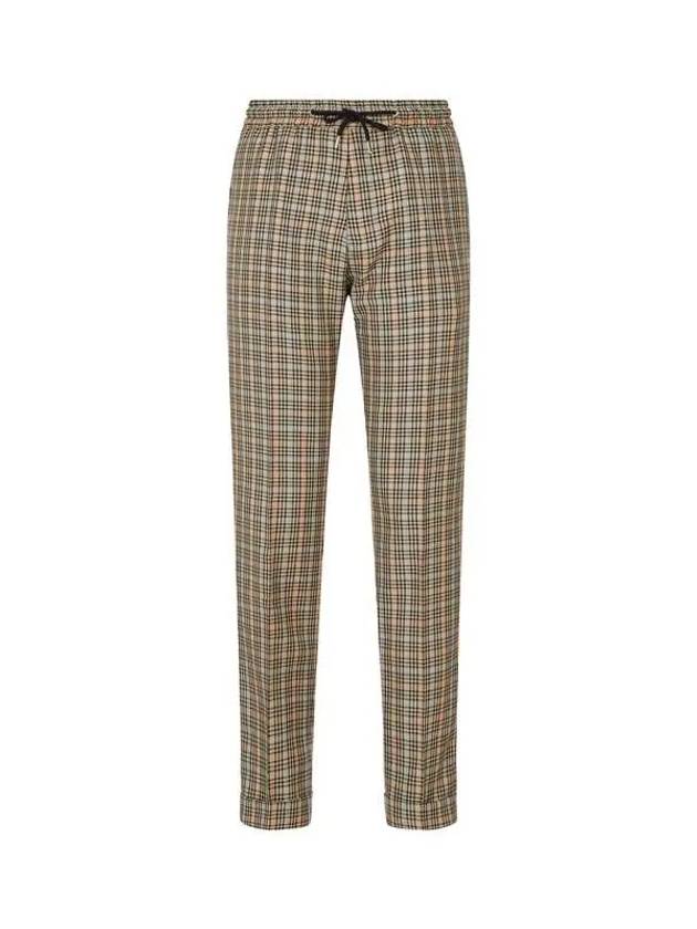 Silk Wool Check Banding Pants Dark Beige - PAUL SMITH - BALAAN 1