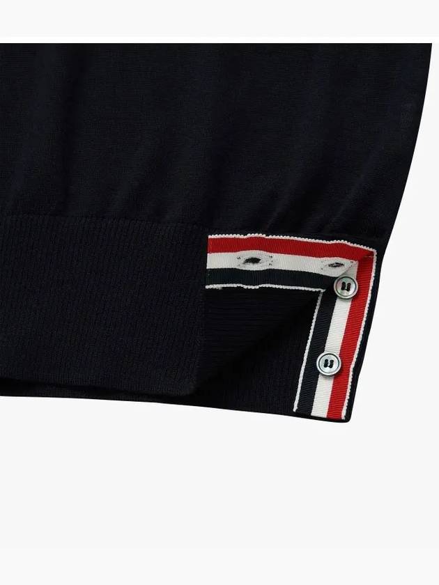 4 Bar Armband Classic Merino Wool Knit Top Navy - THOM BROWNE - BALAAN 4