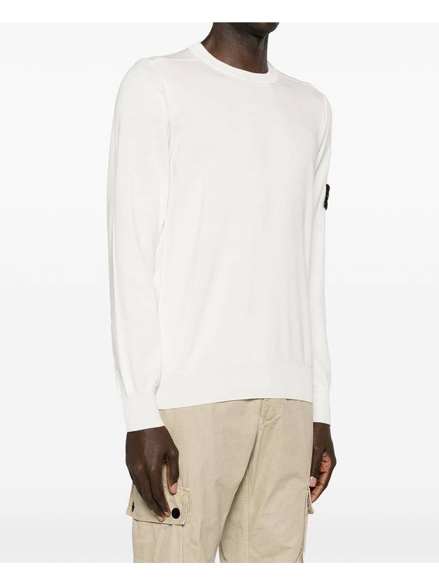 Crewneck Soft Cotton Knit Top White - STONE ISLAND - BALAAN 3