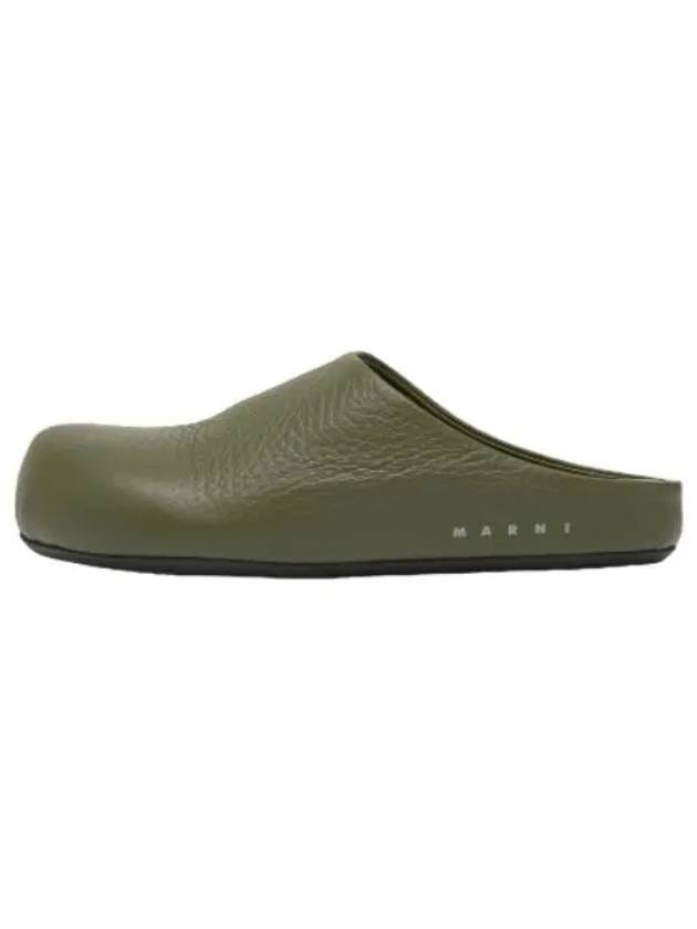 Logo Grain Leather Mule Green - MARNI - BALAAN 2