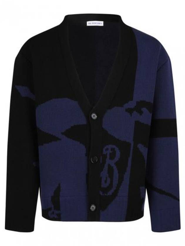 EKD Logo Wool Cardigan Navy Black - BURBERRY - BALAAN 2