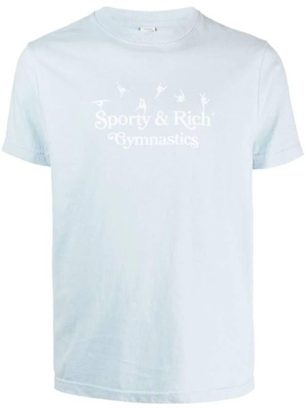 Gymnastic Short Sleeve T-Shirt Blue - SPORTY & RICH - BALAAN 1