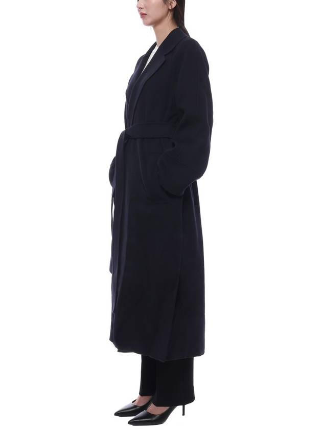 Agata Virgin Wool Single Coat Navy - MAX MARA - BALAAN 5