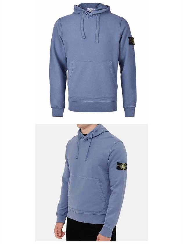 Wappen Patch Cotton Fleece Hoodie Avio Blue - STONE ISLAND - BALAAN 5