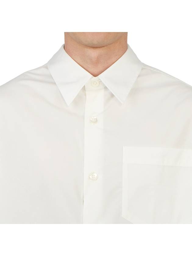 Men's Pocket Cotton Short Sleeve Shirt White - AMI - BALAAN 7