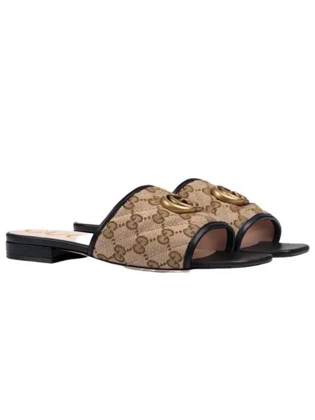 Women's GG Matelasse Canvas Slide Sandals Mule Black - GUCCI - BALAAN 2