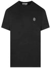 Logo Patch Cotton Short Sleeve T-Shirt Black - STONE ISLAND - BALAAN 3