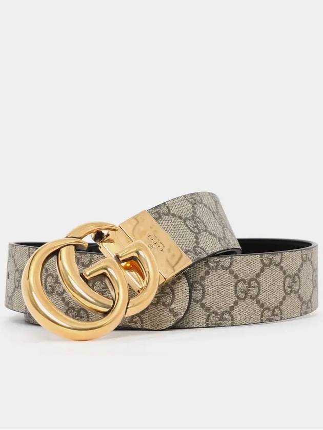 GG Marmont Reversible Leather Belt Beige Black - GUCCI - BALAAN 3