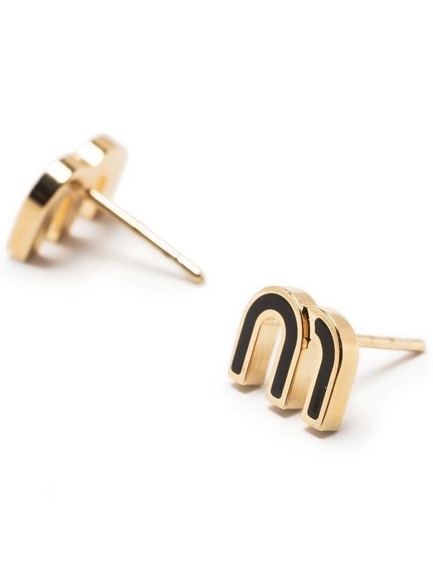 Enameled Metal Earrings Black - MIU MIU - BALAAN 4