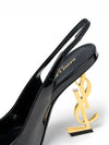 Opium Gold Logo Slingback Heel Black - SAINT LAURENT - BALAAN.