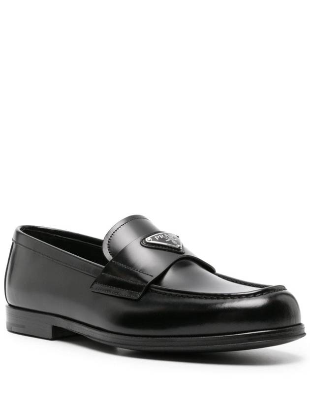 Brushed Leather Loafers Black - PRADA - BALAAN 4