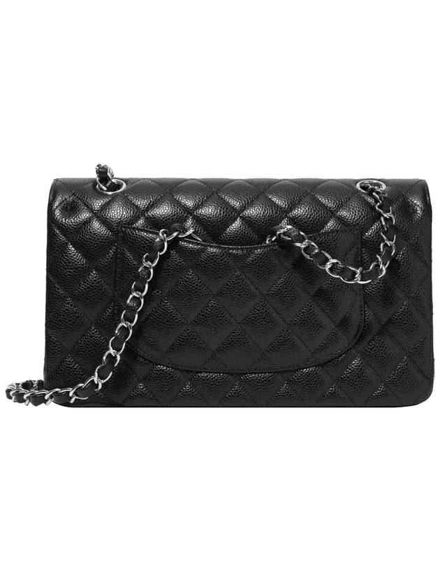 Classic Grained Calfskin Medium Shoulder Bag Black - CHANEL - BALAAN 7