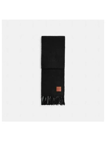 Oversized muffler with leather patch CU824 BLK - COACH - BALAAN 1