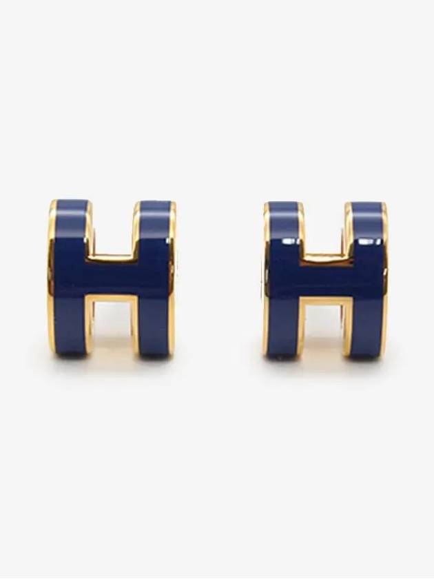 Mini Pop H Earrings Gold Bleu Saphir - HERMES - BALAAN 2