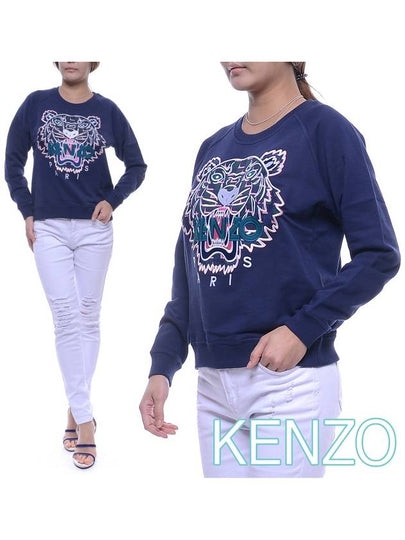 Tiger Embroidered Sweatshirt Navy - KENZO - BALAAN 2