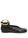 Ring Detail Leather Flat Black - JIL SANDER - BALAAN 2