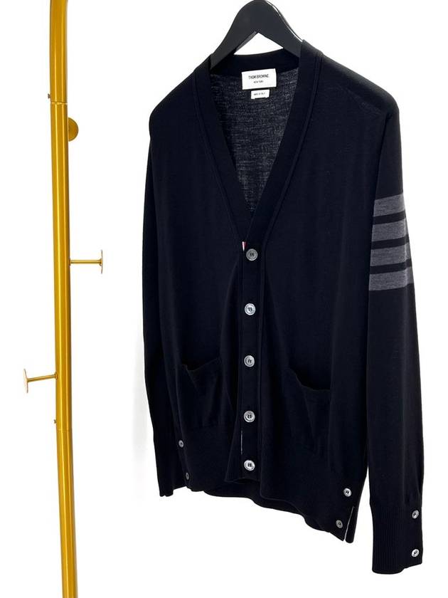 Merino wool diagonal cardigan black size 2 - THOM BROWNE - BALAAN 3