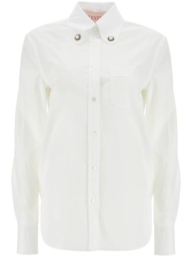 structured collar white optical long sleeve cotton shirt - VALENTINO - BALAAN 1