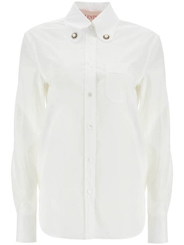 structured collar white optical long sleeve cotton shirt - VALENTINO - BALAAN 1