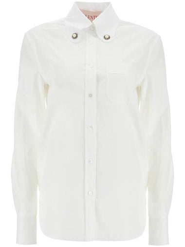 structured collar white optical long sleeve cotton shirt - VALENTINO - BALAAN 1