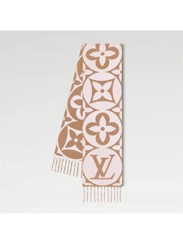 LV Medallion Monogram Wool Scarf Rose Beige - LOUIS VUITTON - BALAAN 3