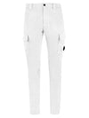 Men's Lens Wappen Stretch Satin Cargo Pants White - CP COMPANY - BALAAN.