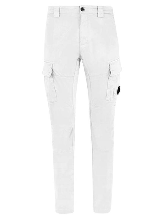 Men's Lens Wappen Stretch Satin Cargo Pants White - CP COMPANY - BALAAN 1