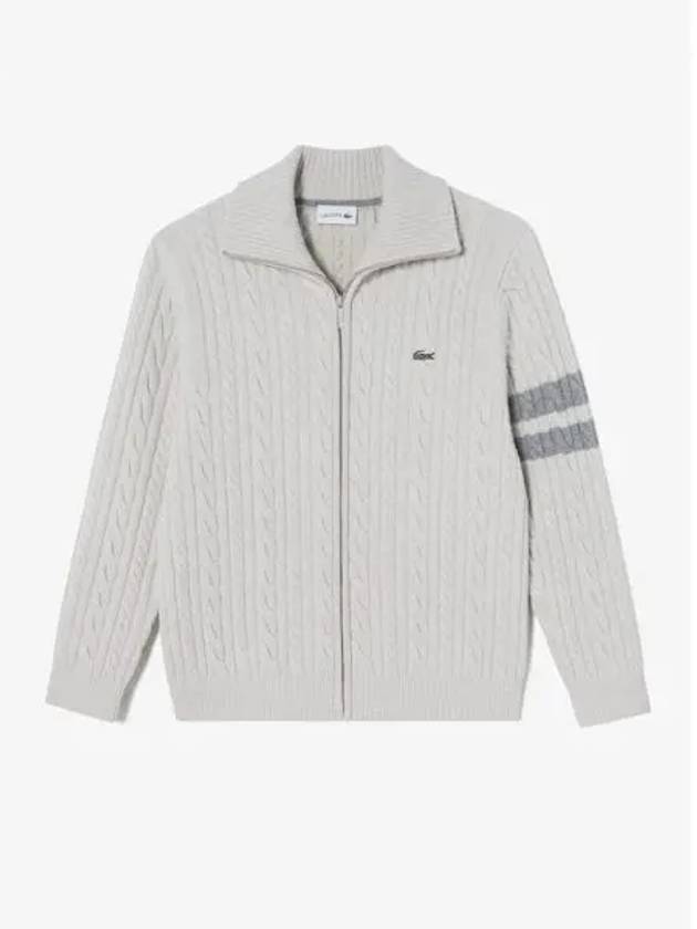 Men s cable zip up spring and fall cardigan AH302E 54NFJ domestic product GQ2N24082969809 - LACOSTE - BALAAN 1