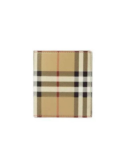 Check Leather Folding Card Wallet Beige - BURBERRY - BALAAN 2