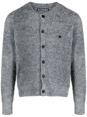 Face Crew Neck Cardigan Grey - ACNE STUDIOS - BALAAN 1