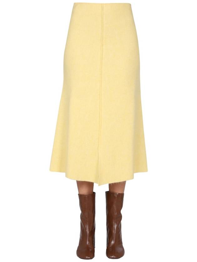 Wool Midi A-Line Skirt Yellow - JIL SANDER - BALAAN 2