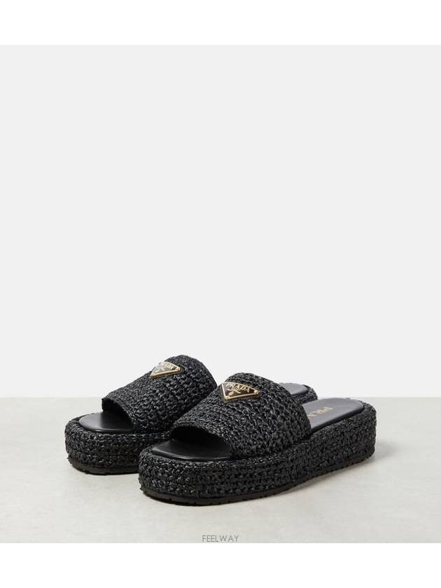 Crochet Flatform Slide Slippers Black - PRADA - BALAAN 4