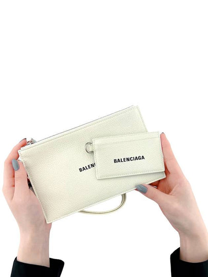 Cash Logo Strap Double Pouch Strap Card Wallet White - BALENCIAGA - BALAAN 2