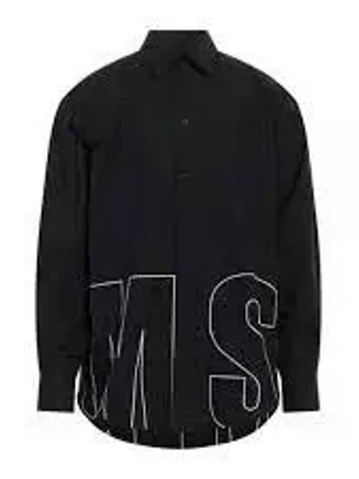 Embroidered Logo Cotton Long Sleeve Shirt Black - MSGM - BALAAN 2