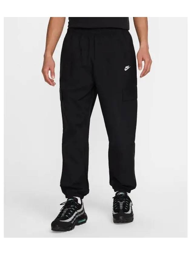 Club Woven Cargo Track Pants Black - NIKE - BALAAN 2