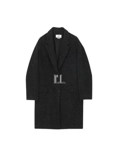 Women's Check Pattern Double Coat Dark Grey - ISABEL MARANT - BALAAN 2