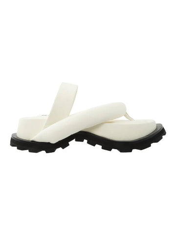 Oversole Strap Leather Sandals White - JIL SANDER - BALAAN 1