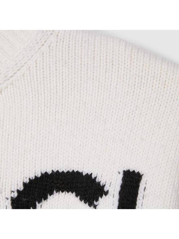 Intarsia Wool Knit Top White - GUCCI - BALAAN 3