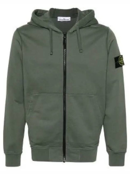 Logo Patch Cotton Fleece Hoodie Green - STONE ISLAND - BALAAN 2