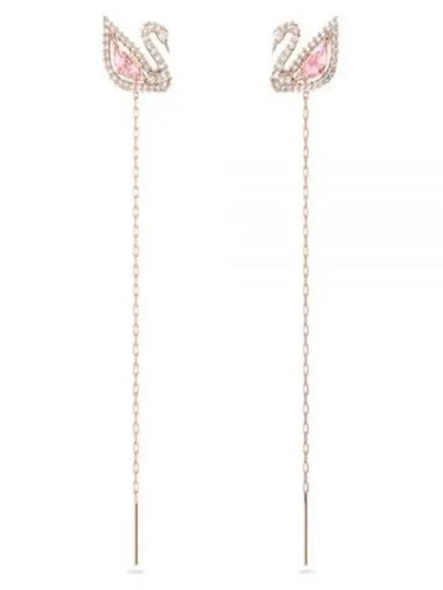 Dazzling Swan Drop Earrings Pink Rose Gold - SWAROVSKI - BALAAN 2