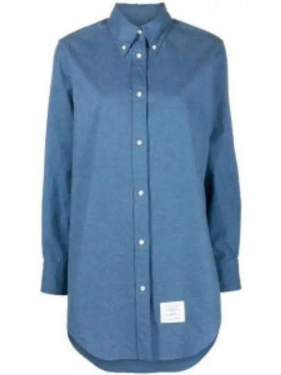 Women's Button Down Shirt Short Dress Blue - THOM BROWNE - BALAAN 2