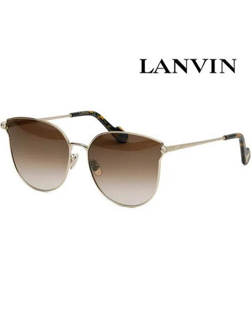 Sunglasses LNV122SLB 740 Brown Metal Frame Cat Eye Round Overfit - LANVIN - BALAAN 1