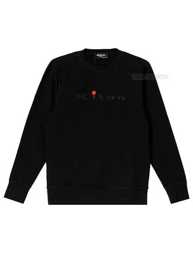 Logo Print Crew Neck Sweatshirt Black - KITON - BALAAN 2