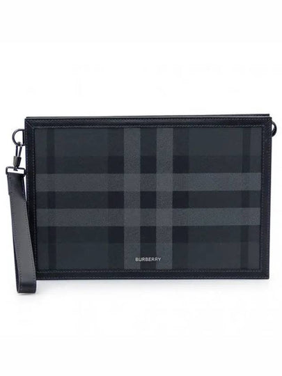 Check Small Logo Clutch Bag Black - BURBERRY - BALAAN 2