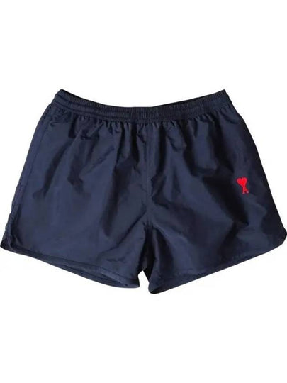 Heart Logo Swim Shorts Navy Blue - AMI - BALAAN 2