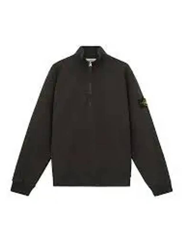 Oversized Fit Half Zip Sweatshirt Black - STONE ISLAND - BALAAN 2